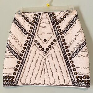NWT gianni bini white sequin mini skirt, XS